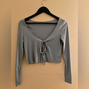 Baby Blue Tie Front Top